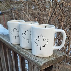 Rae Dunn Maple Leaf Mugs 3 Total